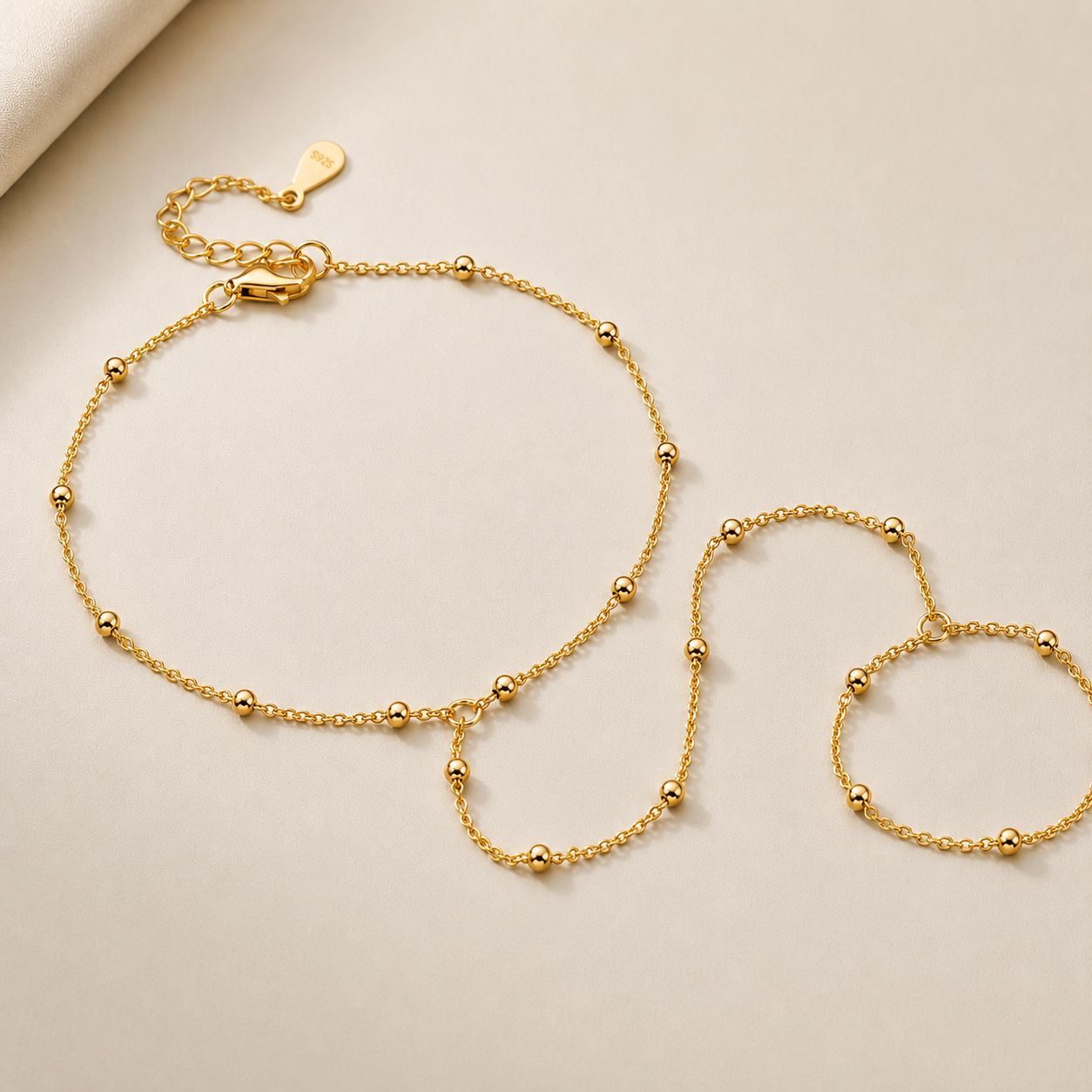 S925 Beaded Hand Chain