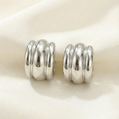 Pair of silver spiral earrings  hoops. 